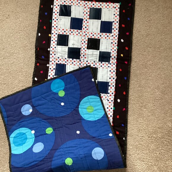 Handmade Rectangle Reversable Table Runner Topper Recycled Jeans Table Linens - Picture 4 of 5